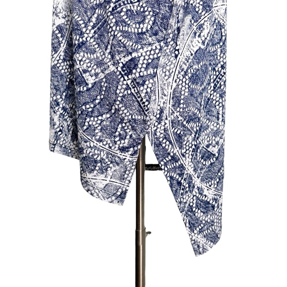 Clara Sun Woo Abstract Navy White Asymmetrical Hem Lagenlook Tunic Size L - Picture 7 of 10